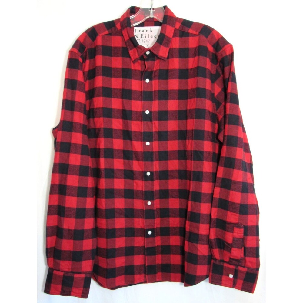 Frank & Eileen Finbar Red Plaid Flannel Long Sleeve Shirt Size Large NWOT